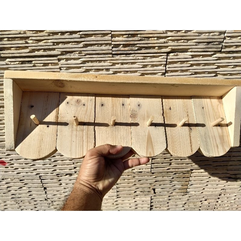 Cantolan/gantungan/kapstok + rak dekorasi dinding kayu palet