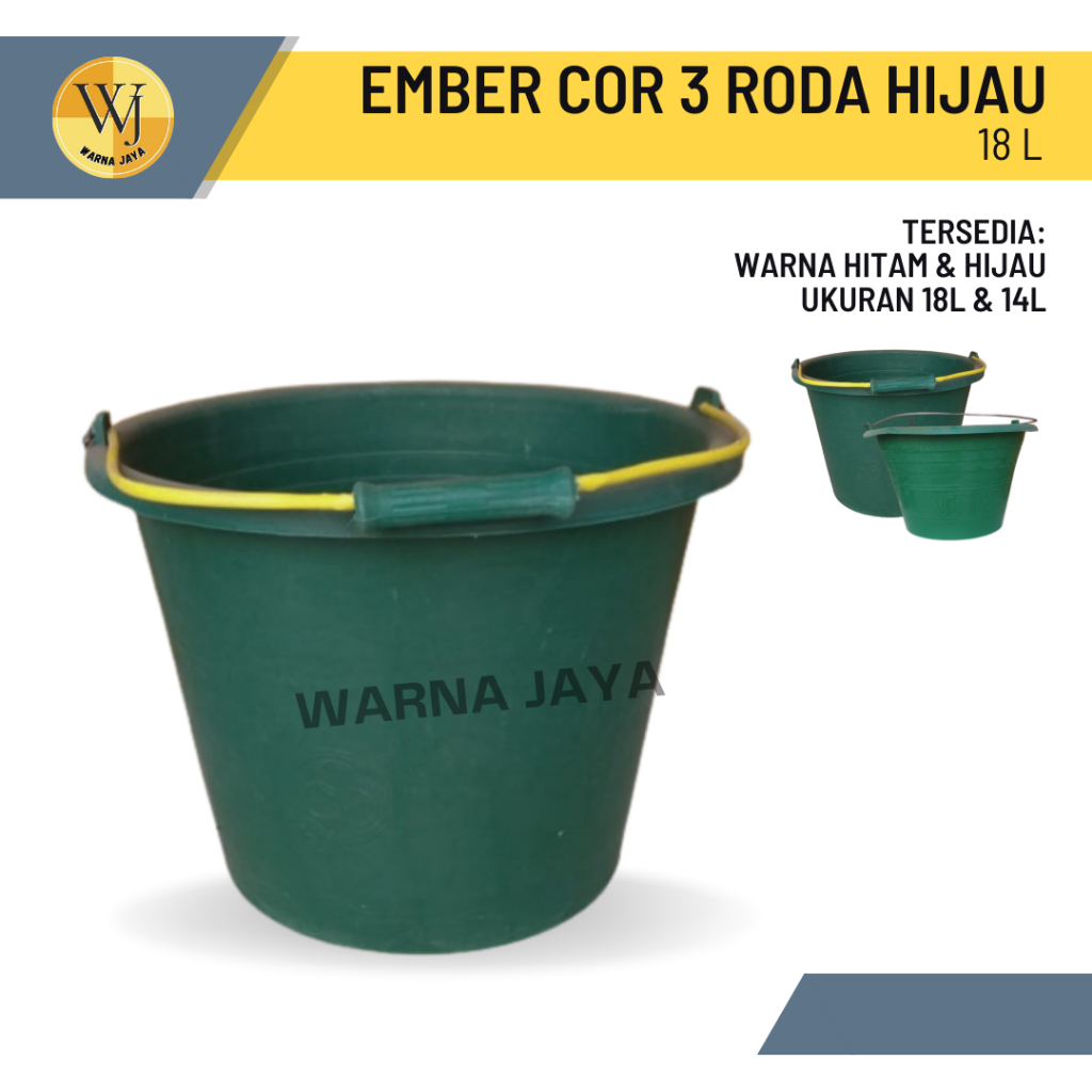 Ember Plastik Cor Jumbo Tiga Roda Hijau 18L / Ember Cor