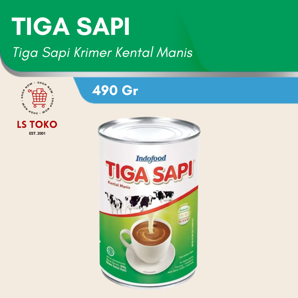 

Susu Kental Manis Tiga Sapi 490gr / Krimer Kental Manis Tiga Sapi 490gr