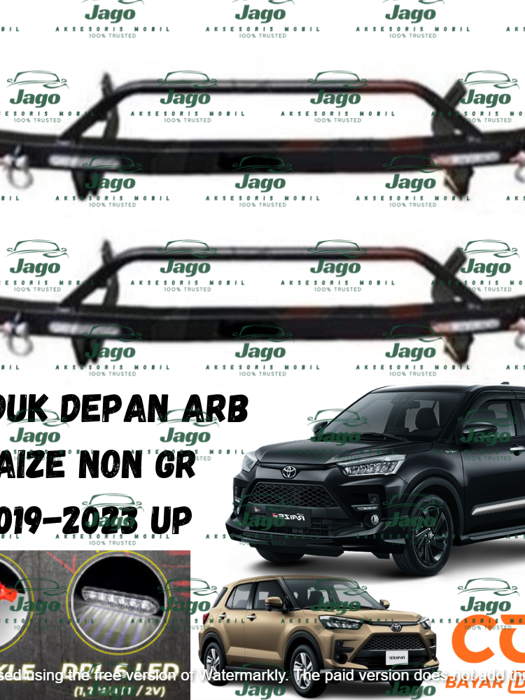 TANDUK TOWING DEPAN DAN BELAKANG BESI BAR PELINDUNG BEMPER MOBIL RAIZE NON GR 2019-2023 UP