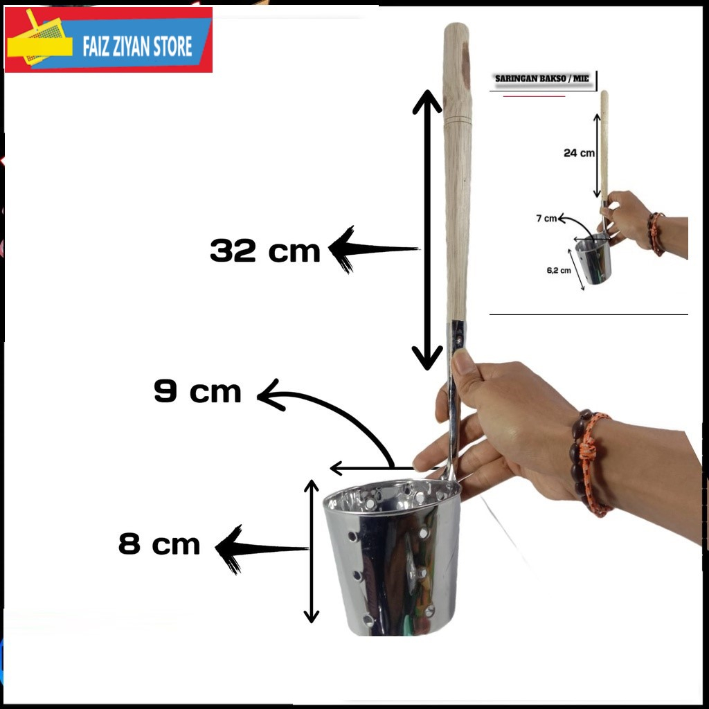 SARINGAN MIE AYAM  gagang kayu / SEROK MIE AYAM BAKMIE RAMEN PASTA / SARINGAN MIE KOCOK stainless