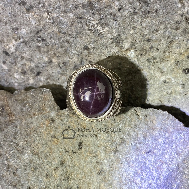 Cincin batu akik red garnet star 100% Garansi Natural (N)