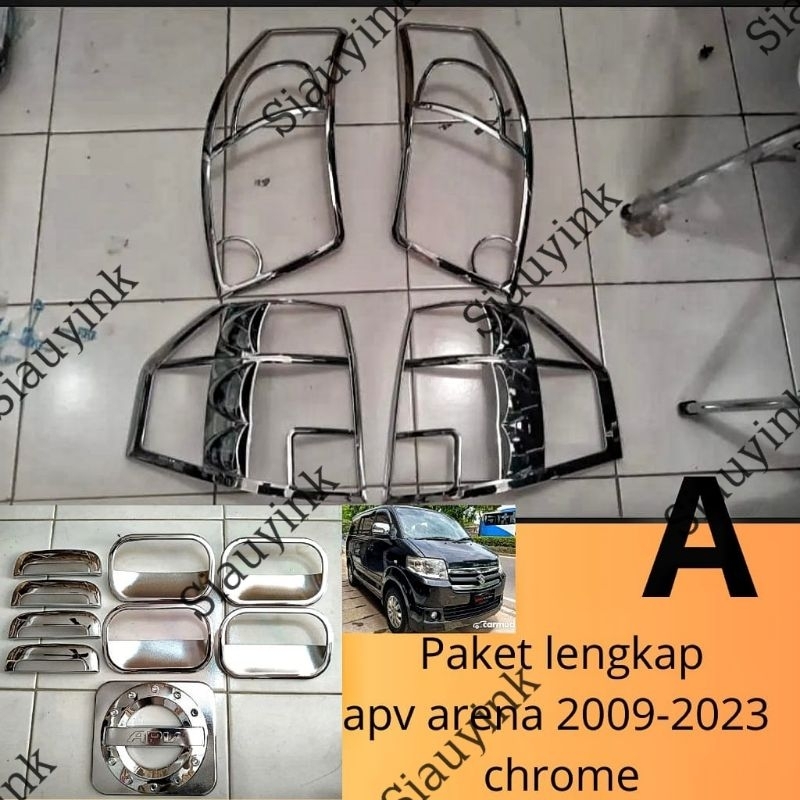 Paket lengkap APV ARENA 2009 2023 garnish outer handle tank chrome