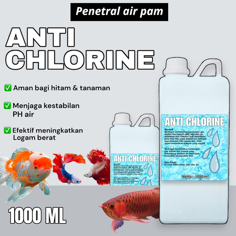 anti chlorine penetral air pdam 1 liter / anti chlorine aquarium / anti chlorine kolam / anti chlori