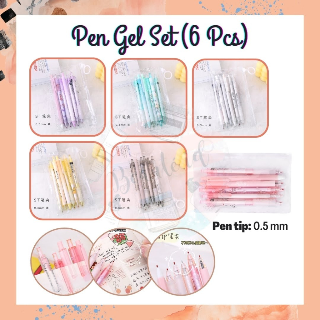 

1 Set Bulpen Isi 6 PCS Pulpen Pena Pen Gel 0.5 mm Dengan Bag Transparan Ballpoint Cetek Model Gradien Lucu Unik Untuk Sekolah Peralatan ATK Kantor Belajar Souvenir