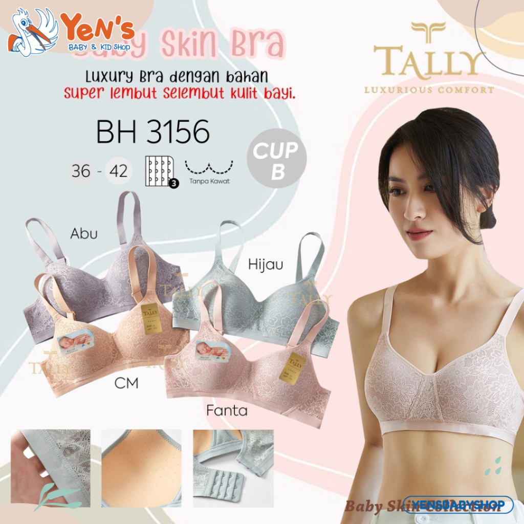 TALLY Bra Baby Skin Busa Tipis Tanpa Kawat Cup B / Bra Bh 3156