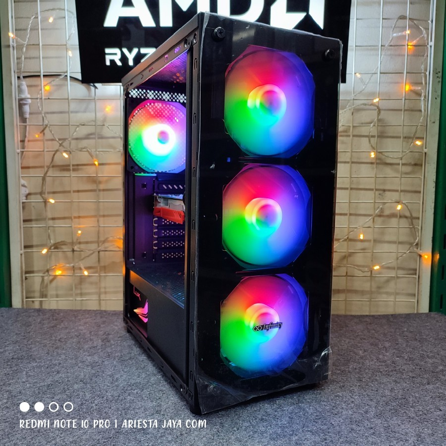 PC Gaming Rakitan Core i5 10400F/RAM 8GB/SSD 128GB/VGA GTX 1050Ti 4GB/LED Monitor 22 Inchi Fullset