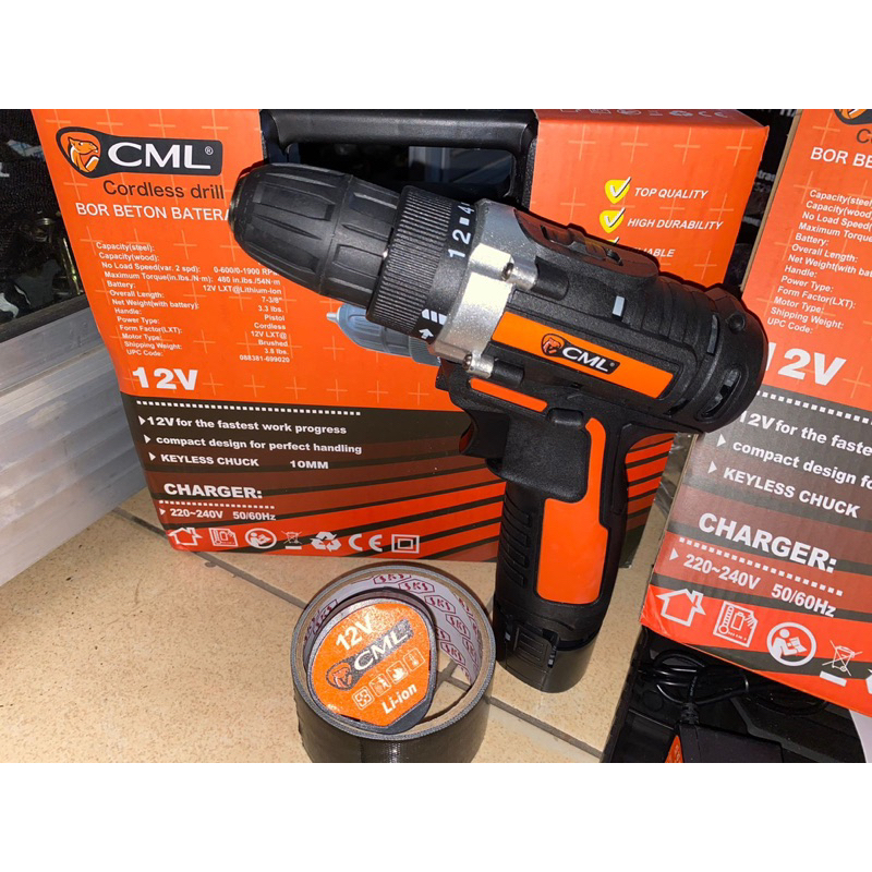 mesin bor baterai cas 12 v CML cordless drill 12Volt