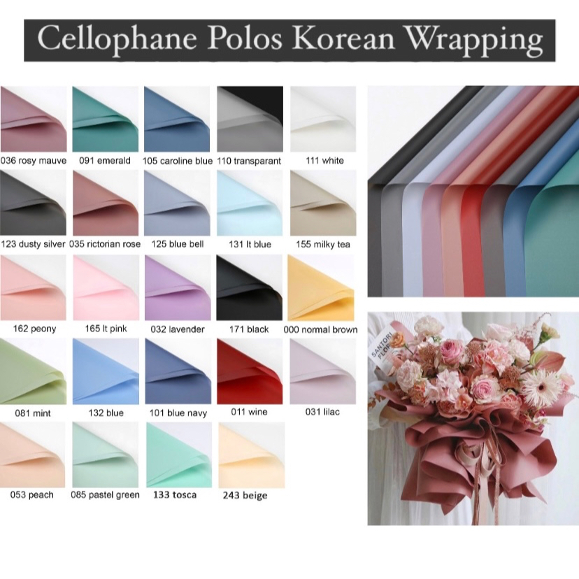 

[ 20 Lembar ] Kertas Buket Bunga Polos Doff Korea Flower Wrapping Paper Cellophane Gold Line