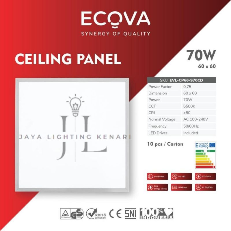 [FREE PACKING KAYU] LAMPU PANEL LED 60X60 70W WATT DOWNLIGHT TIPIS 60X60 INBOW SLIM ECOVA