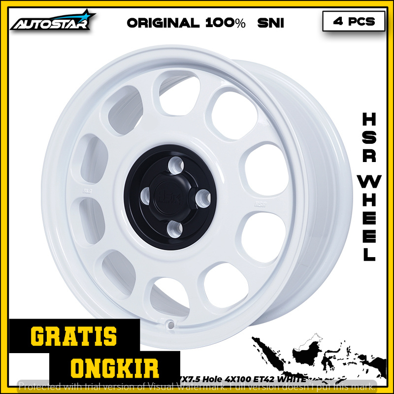 Velg Mobil HSR KLG Model Terbaru Ring 17 Warna Putih Untuk Mobil Honda Brio, Mobilio, Jazz, Freed, F