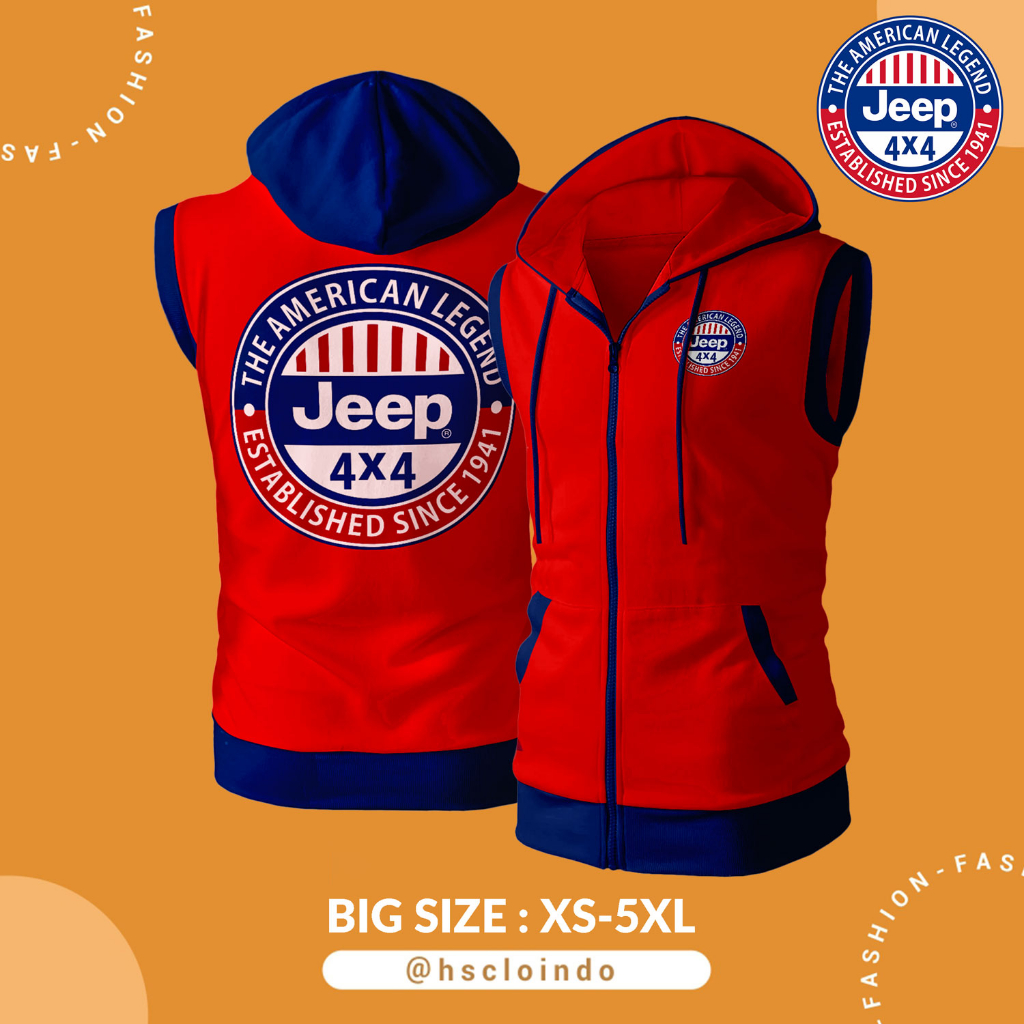 Jaket HOODIE VEST Risleting Jeep Offroad Adventure American Legend Car 4x4x Big Size Bahan Fleece Uk