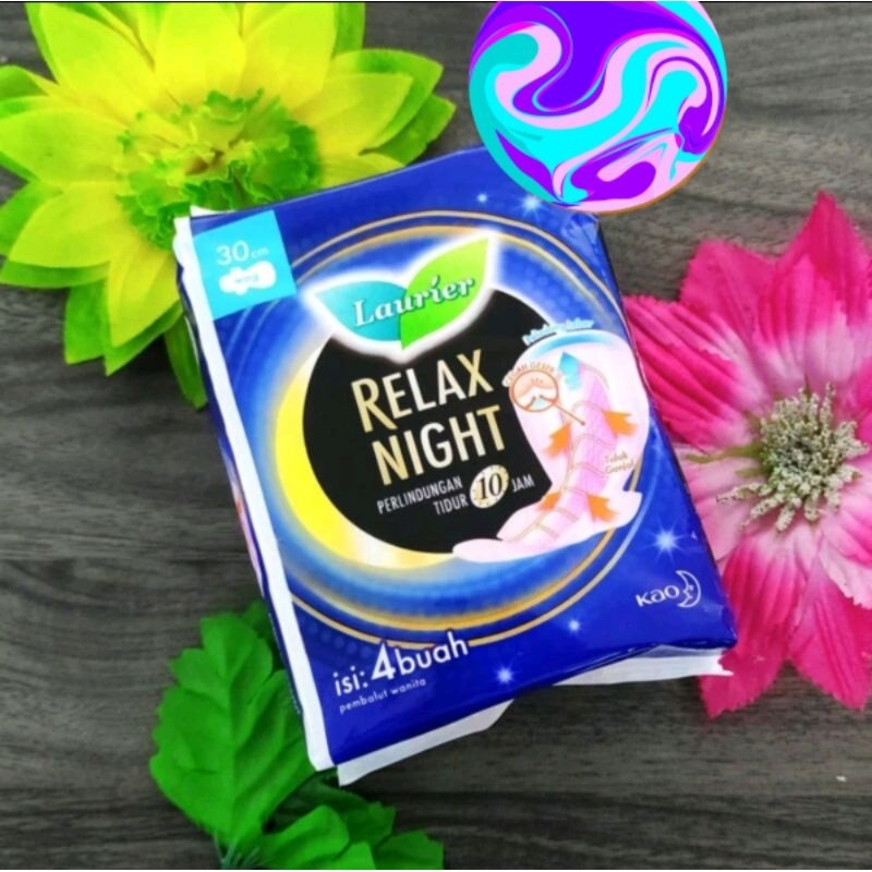 Laurier Relax Night 30 cm Wing Perlindungan Tidur 10 jam isi 4 buah