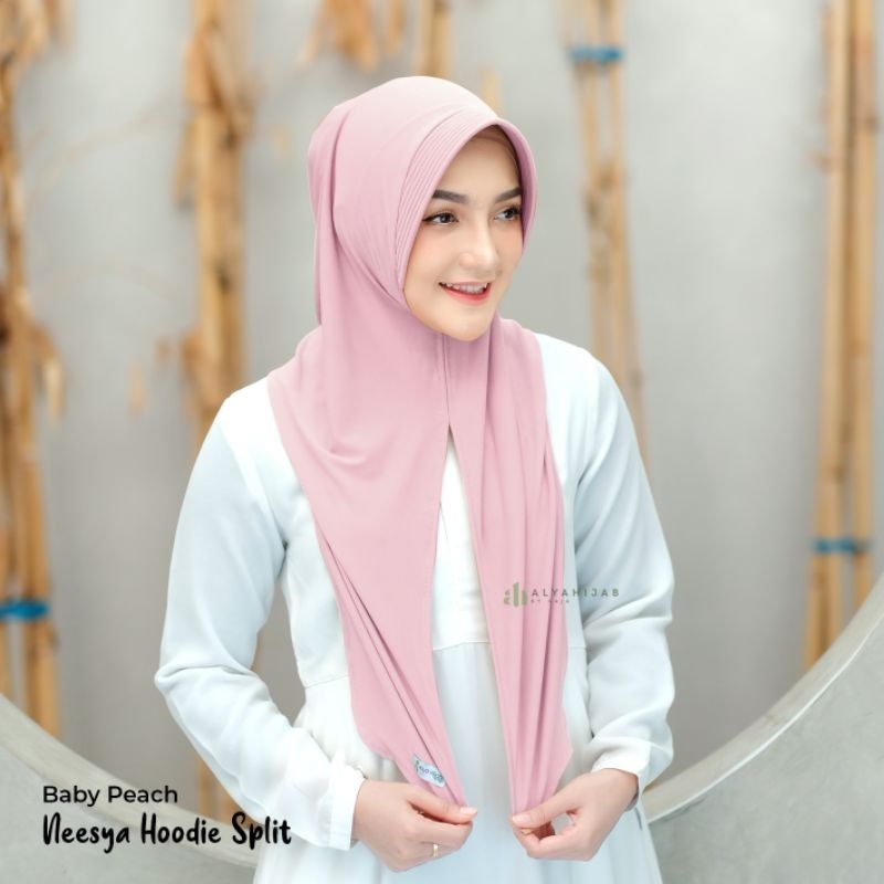 NEESYA HOODIE Split dan Loose - Alya hijab by Naja - Hijab Instan Hoodie Nyaman - Hijab Bergo Kekini