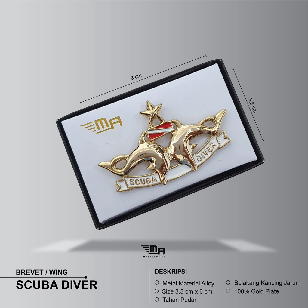 WING SCUBA DIVER PDH B RIVET BREVET PIN SCUBA DIVER