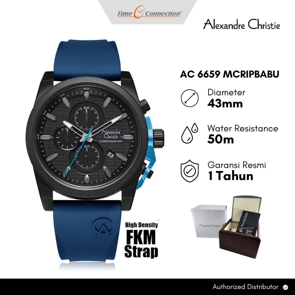 Alexandre Christie AC 6659 MCRIPBABU Biru Original / Jam Tangan Pria Analog