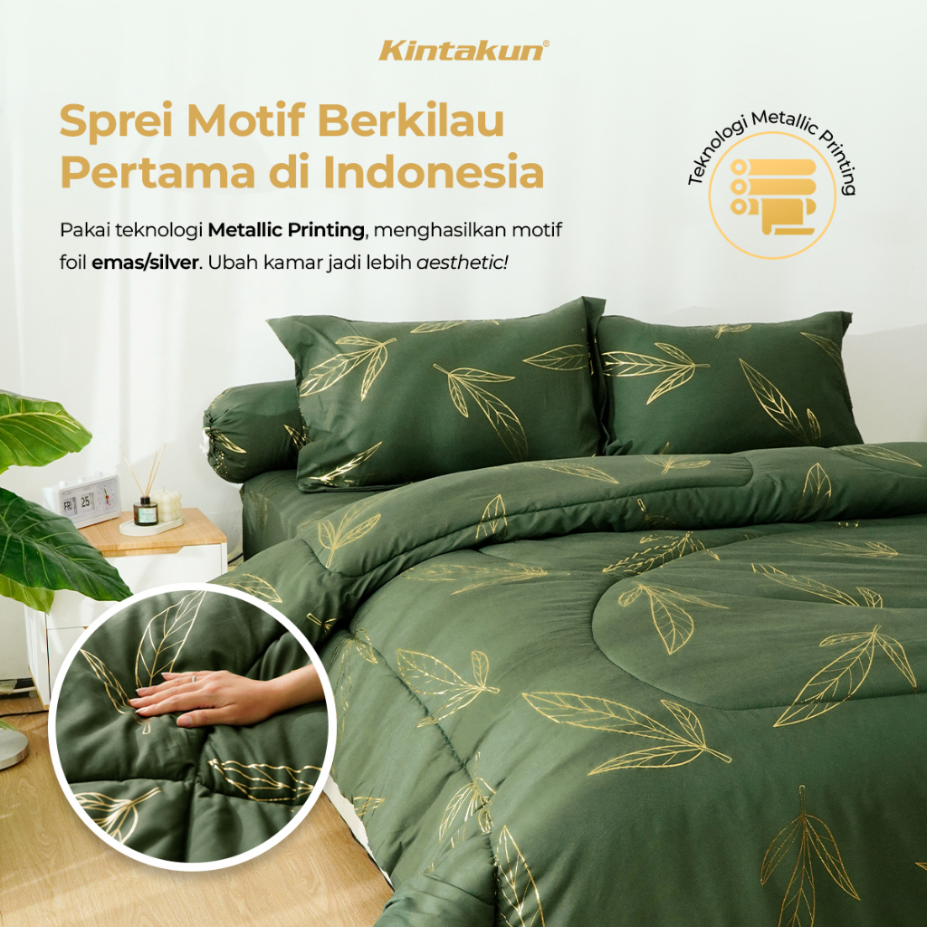 Kintakun Sprei Fitted 160/180/200 Phillis DLUXE Gold Edition Microfiber Hijau