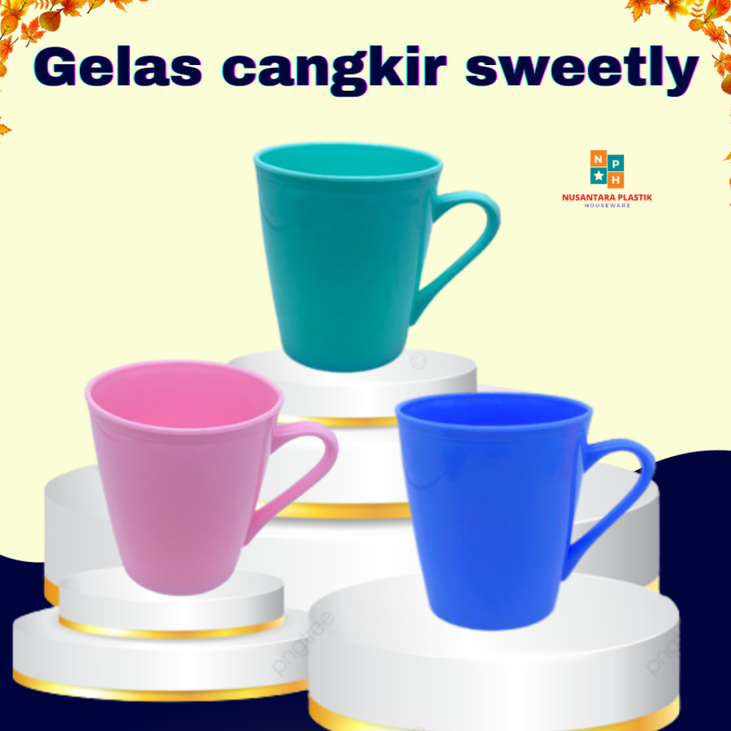 Gelas Sweetly cangkir Gagang Plastik 400 ml Akira