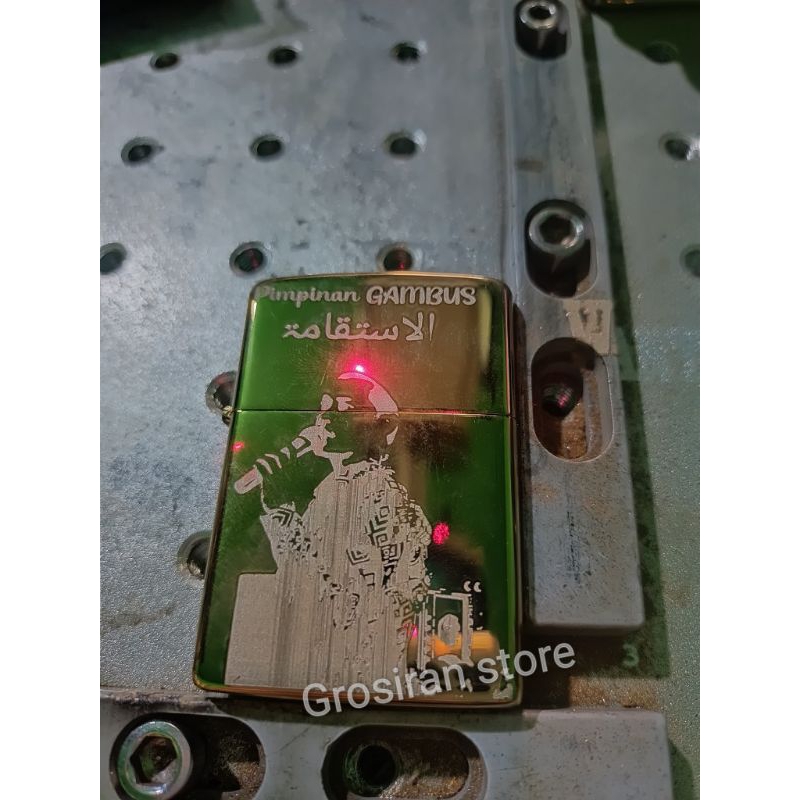 Zippo gold foto custom logo nama grafir laser souvenir kado