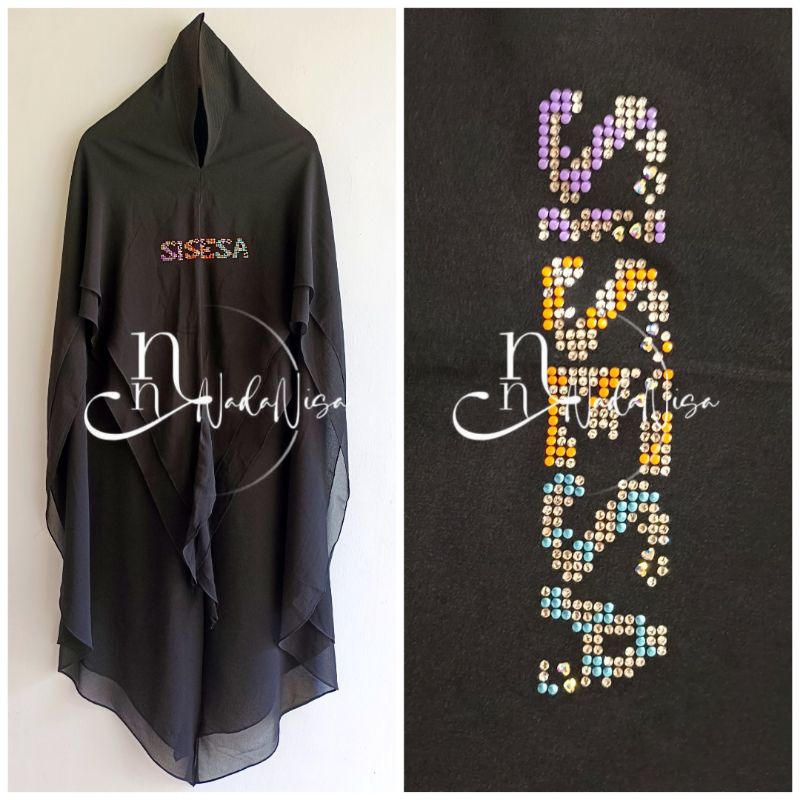 [NADANISA] SISESA KHIMAR BLACK SWARO || PRELOVED