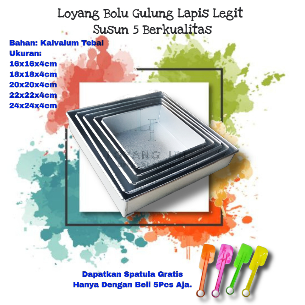 Loyang bolu gulung lapis legit / cetakan kue persegi kotak 16cm 18cm 20cm 22cm 24cm bahan tebal