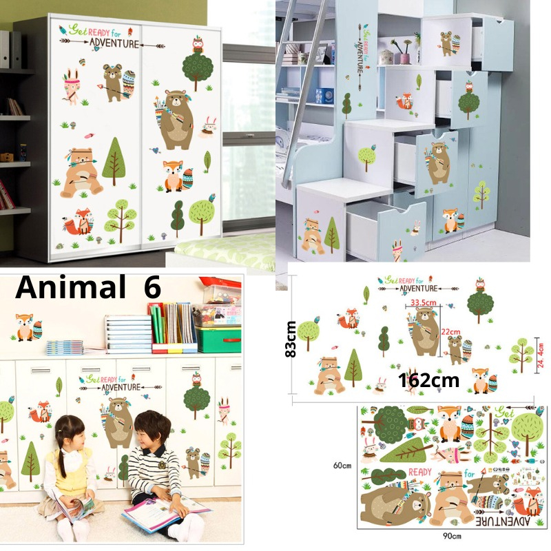 WALLSTICKER WALL STICKER STIKER DINDING ANIMAL 6 DEKORASI RUMAH KAMAR TIDUR ANAK ANAK COWOK CEWEK PR