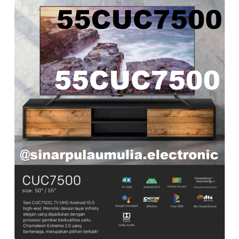 Coocaa LED TV 55" Android TV Frameless [4K UHD] - 55 CUC 7500 / 55CUC7500 / 55 CUC7500 / 55CUC 7500