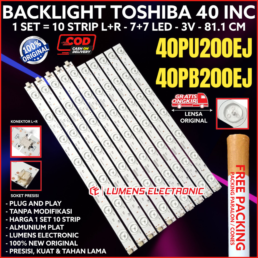 BACKLIGHT TV LED TOSHIBA 40 INC 40PU200 40PB200 40PU200EJ 40PB200EJ 40PB 40 PU 40INCH LAMPU BL 7K 14