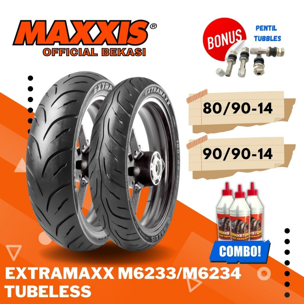 MAXXIS EXTRAMAXX RING 14 / 80/90-14 & 90/90-14 / BAN MAXXIS RING 14 TL / BAN TUBELESS BAN LUAR / BAN
