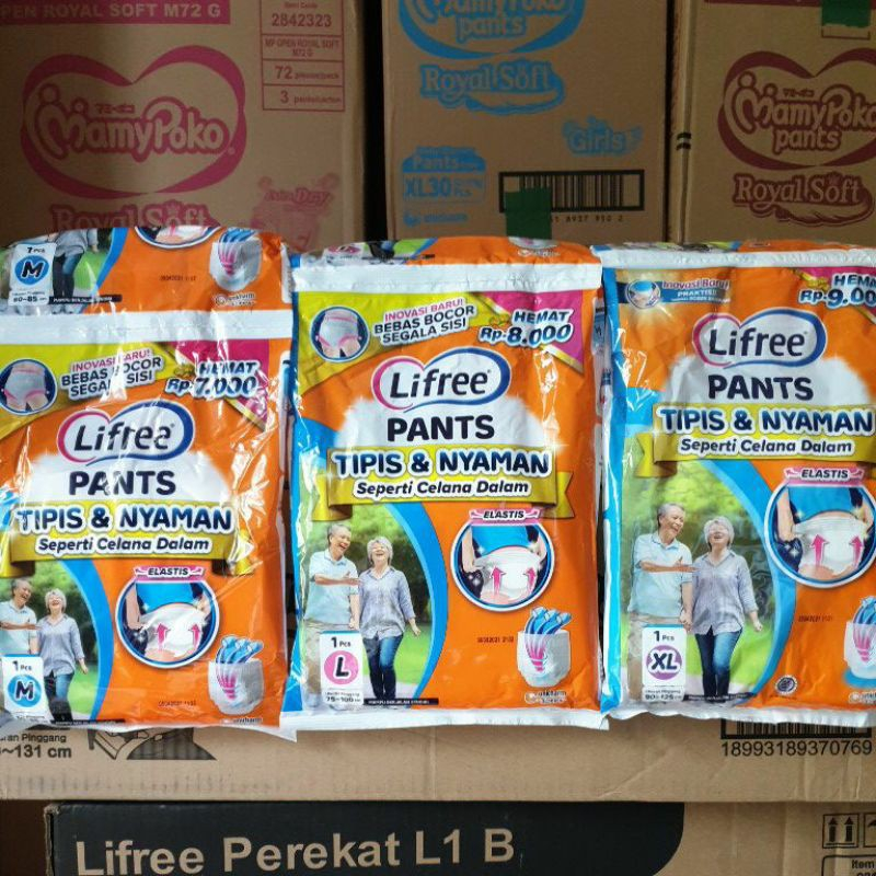 Lifree Pants Popok CELANA Dewasa M L XL 1 sachet Ukuran