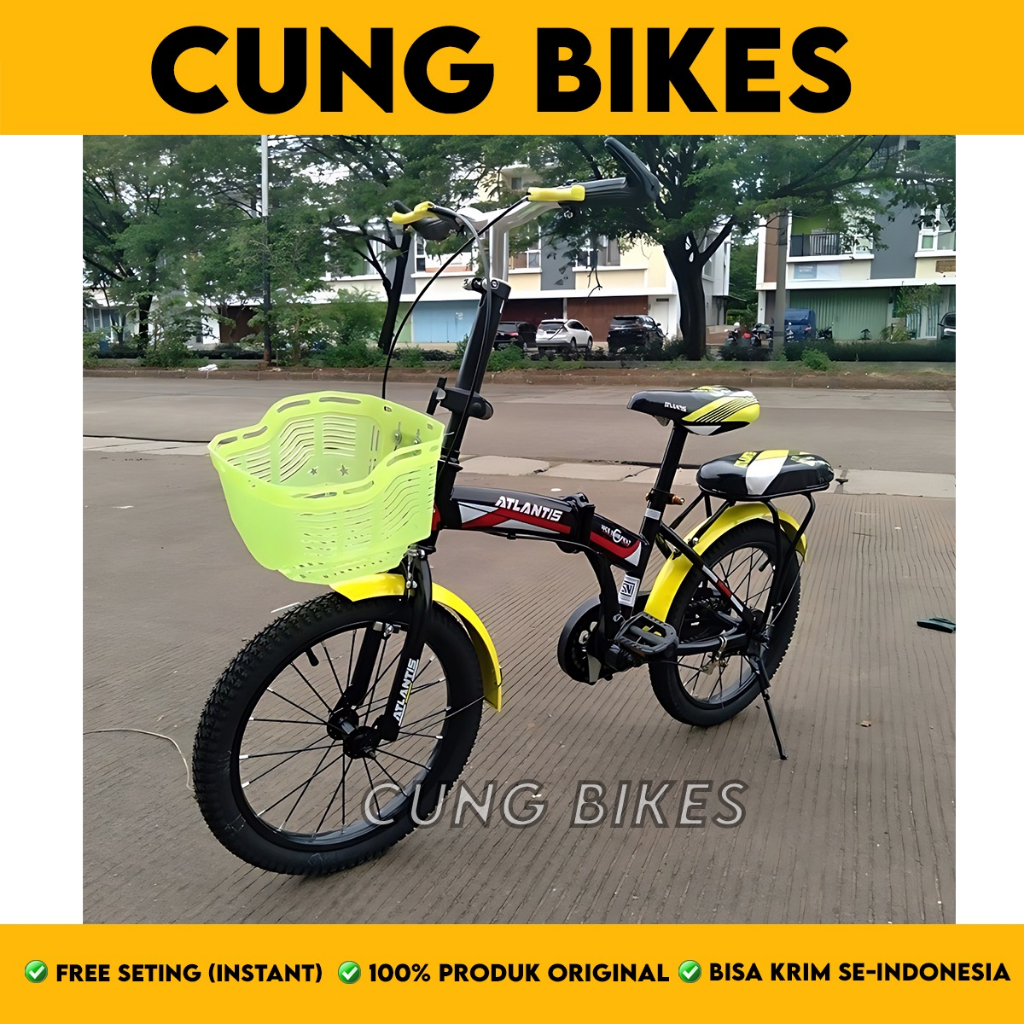 Sepeda lipat Anak Atlantis AT87 16 inch keranjang dan boncengan