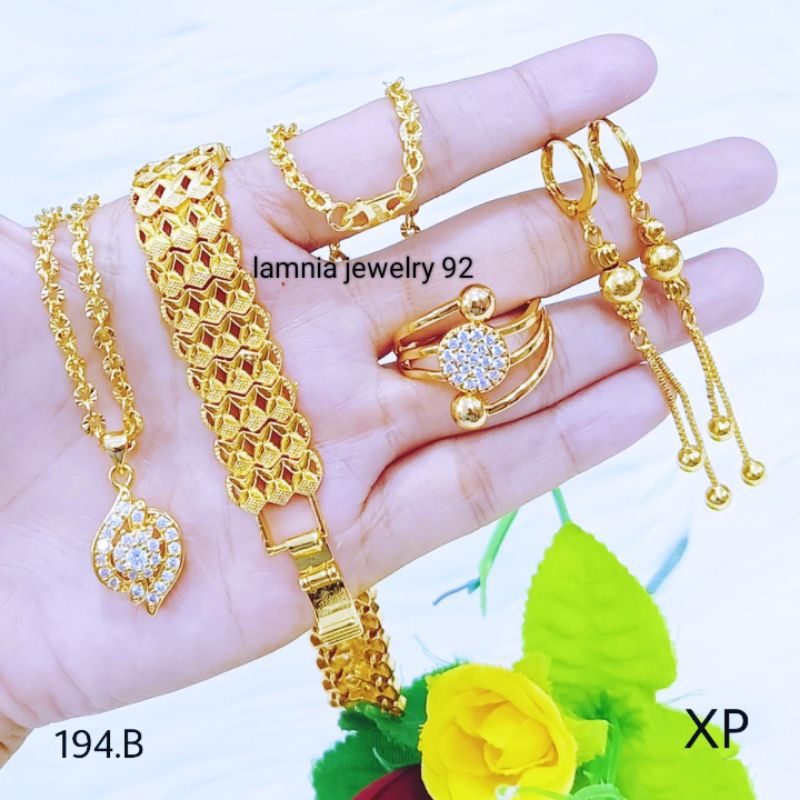 1 SET PERHIASAN WANITA MEWAH BERLAPIS EMAS ANRI KARATAN