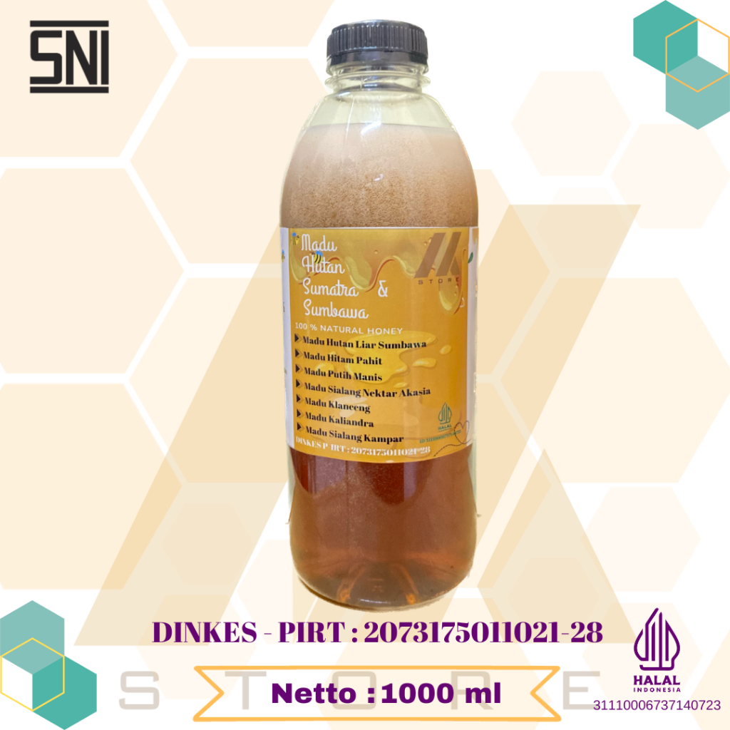 

Madu Liar Hutan Asli Sumbawa Raw Honey Murni 100% - Isi 1 Liter