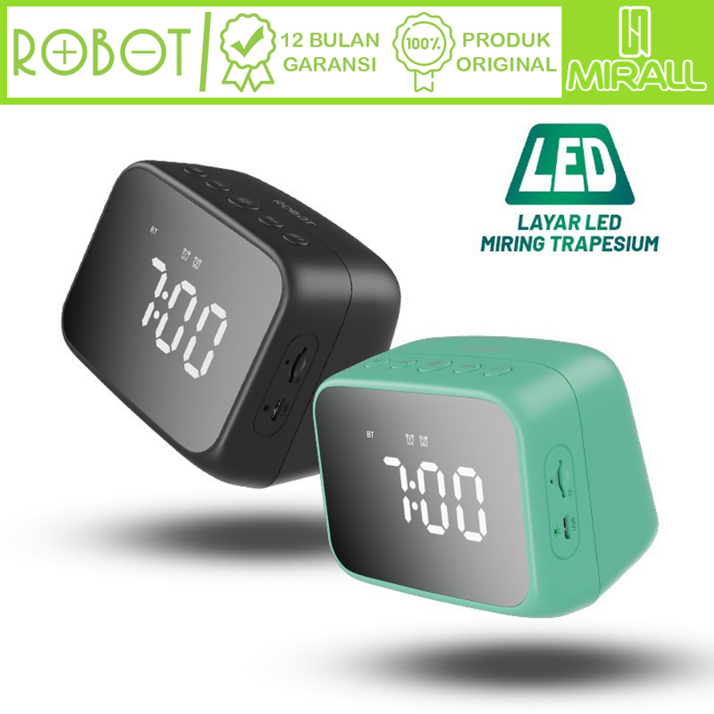 Robot RB170 Speaker Bluetooth LED Alarm Clock Jam Digital ORIGINAL