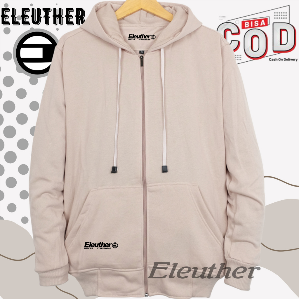 Jaket Hoodie Zipper Polos Pria Wanita | Sweater Hoodie Pullover Premium Distro Warna Coksu Eleuther 