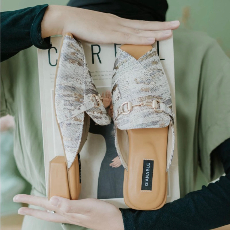 Dianable - Nala Peeptoe Heels Mules - Ethnic - Sepatu Heels Mules Wanita Dianable Original