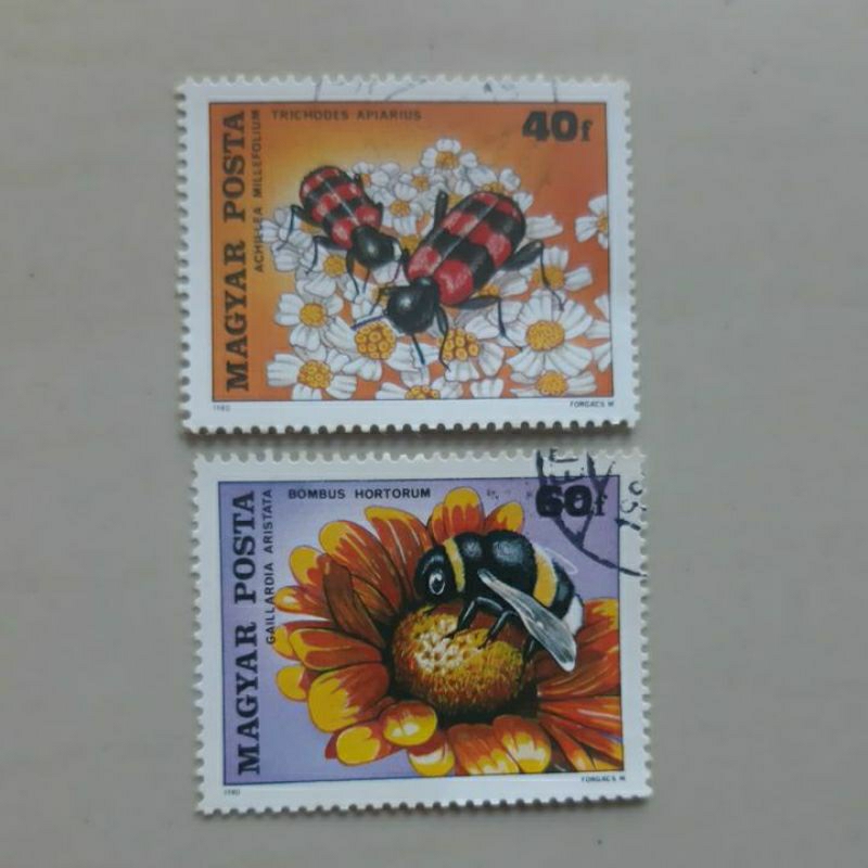 

Perangko Magyar posta Hungaria seri lebah set 2 prangko