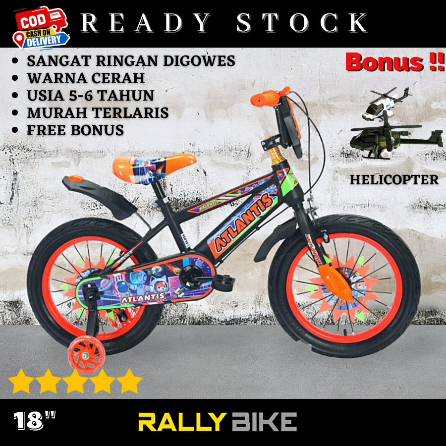 Sepedah anak ukuran 18 laki laki ban besar, sepeda anak cowok usia 5 sampai 6 tahun roda empat warna