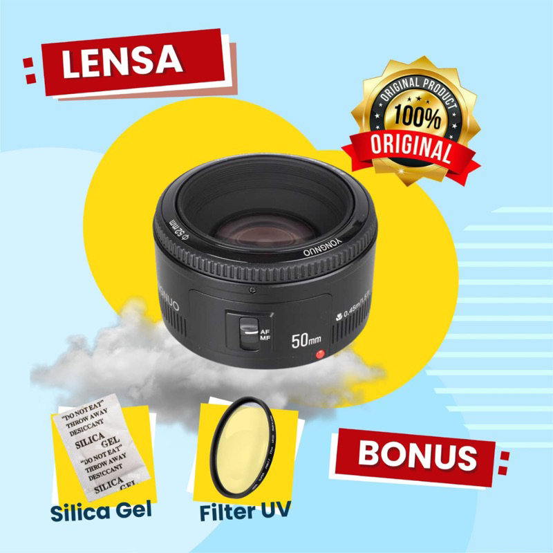 LENSA FIX YONGNUO 50MM F1.8 second - LENSA BOKEH 1000% Normal Garansi