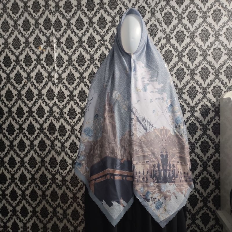 Khimar segi empat 140x140 motif eksklusif / Kerudung motif syari / Hijab syari