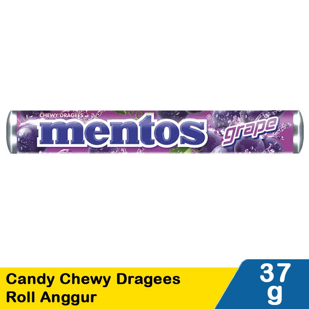 

Permen Mentos Candy Chewy Dragees Roll Anggur 37G