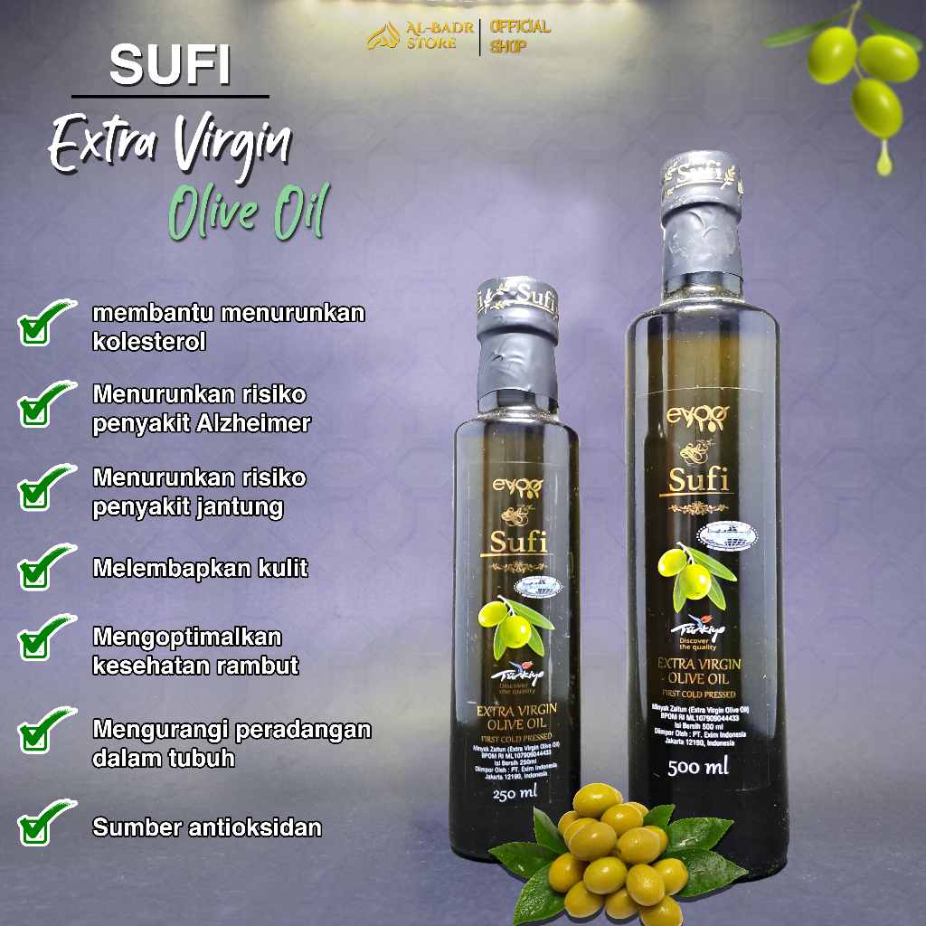 

Minyak Zaitun Sufi Turki 500ml // 250ml BISA DIMINUM Extra Virgin Olive Oil