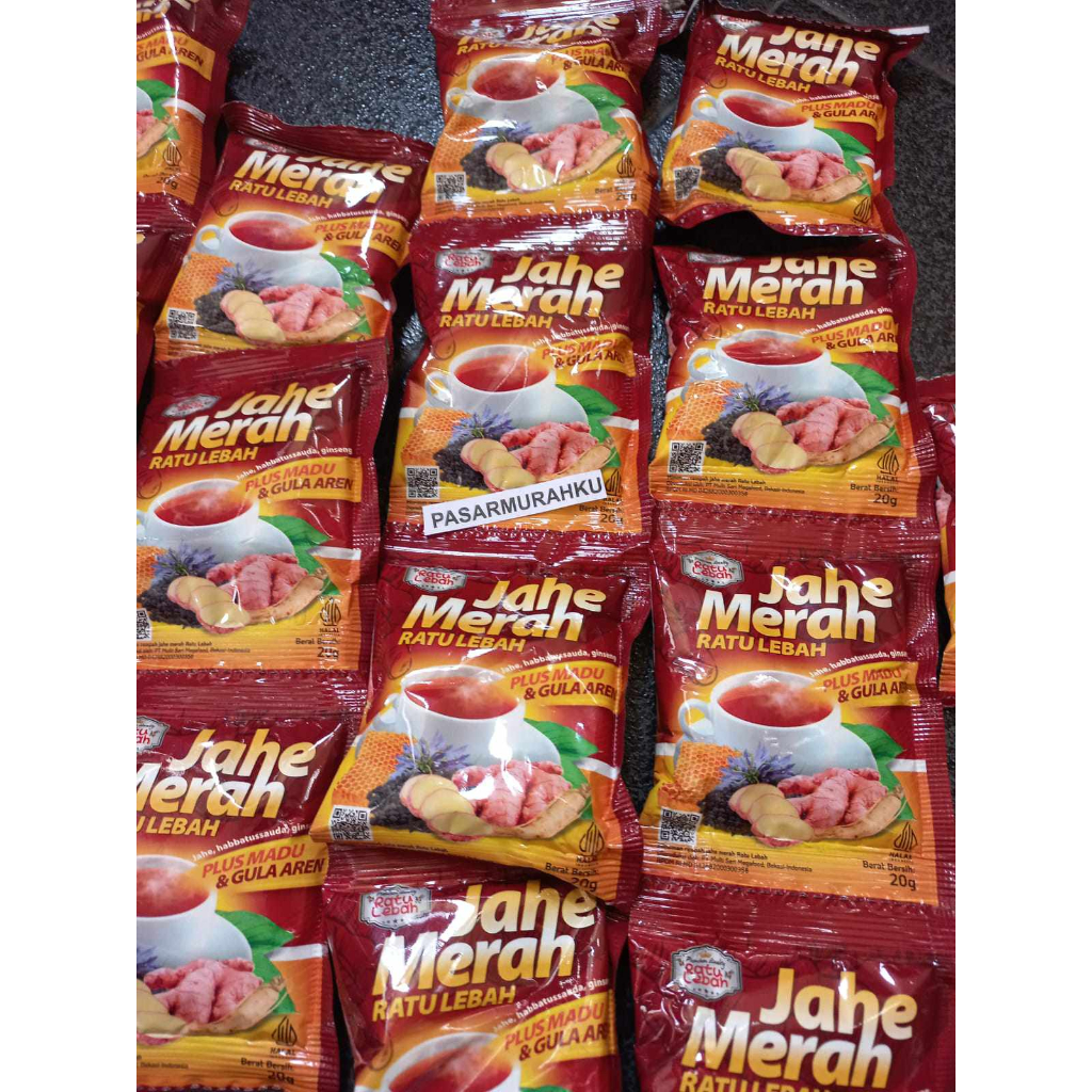 

2 RENCENG JAHE MERAH RATU LEBAH SUPER PLUS MADU DAN GULA MERAH / JAHE HERBAL RATU LEBAH