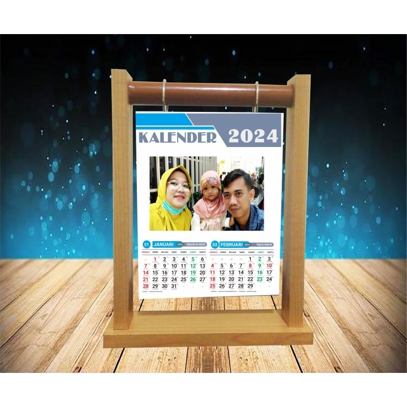 

kalender meja + standing kayu