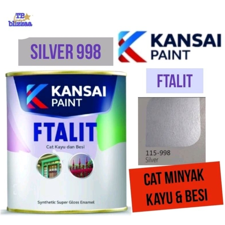 Ftalit Silver 998 Ftalit 998 Silver Perak Cat Minyak Kayu Besi 1kg Seiv Wrought Iron Gold 009 Copper