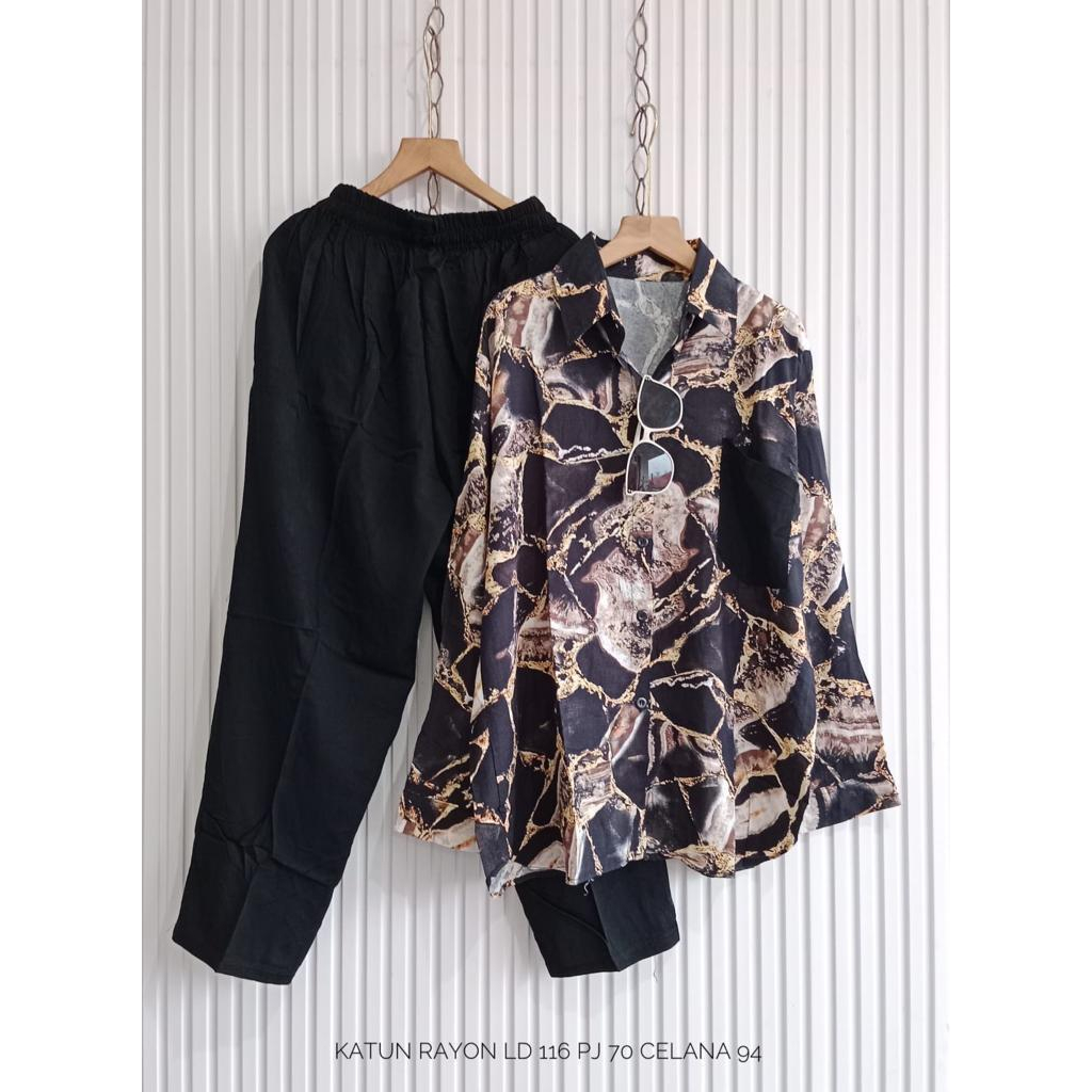 SETELAN KEMEJA WANITA - SETCEL RAYON - ONESET - SETCEL - SETELAN WANITA