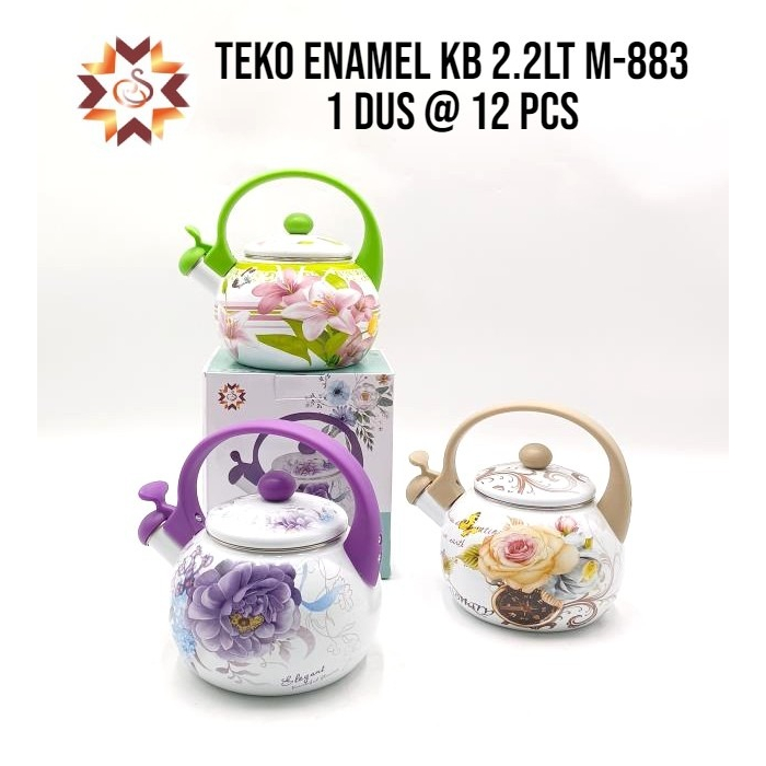 Teko bunyi enamel bunga 2.2 Liter / ketel enamel / kettle bunyi enamel bunga kembang / ceret bunyi /
