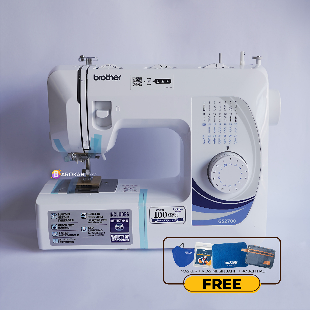 Brother Mesin Jahit Portable GS 2700 / GS2700 - 27 Pola Jahit - 51 watt