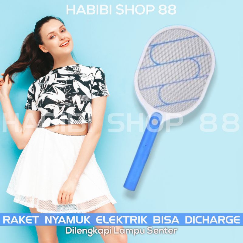 Raket Nyamuk Elektrik Dengan Senter dan Bisa Dicharge Rechargeable