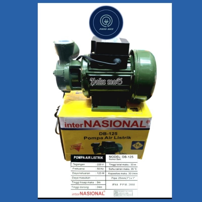 POMPA INTERNASIONAL DB 125 POMPA AIR SUMUR DANGKAL 125 WATT POMPA AIR EFOS DB 125